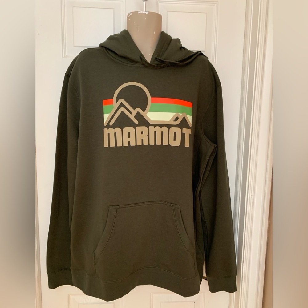 MARMOT | MEN’s LOGO HOODIE SIZE 2XL olive green NWOT